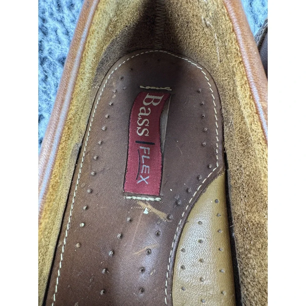 Bass Boat Shoes Mens 10 M Futures Brown Leather Slip On Fringe‎ Tasseled Casual